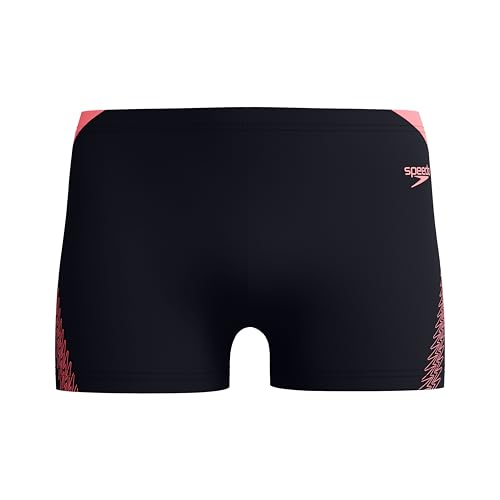 Speedo Hyperboom Splice Aquashort para Hombre, Negro/Arena Coral, 28