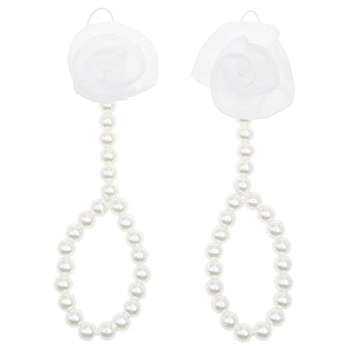 Bloomposh Baby Girls Barefoot Sandals Newborn Sandals Infant Kids Shoes Toddlers Pearls Anklet (white)