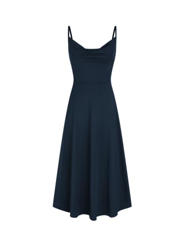 Image of CIDER Summer Women's Spaghetti Strap Cowl Neck Cocktail Dress Ruched Sleeveless Formal Midi Dress Party Club Dress