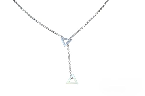 Collier cravate argent massif pendentif triangle sautoir ajustable pour femme