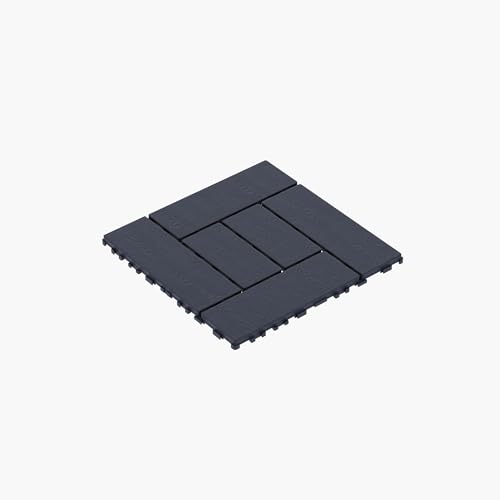 LOPOO Quick and Easy Installation with Interlocking Deck Tiles for Outdoor Spaces, Waterproof Plastic Flooring, Dark Gray, Set of 44