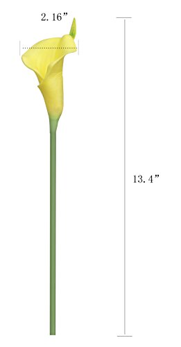Duovlo 20Pcs Calla Lily Bridal Wedding Bouquet Lataex Real Touch Artificial Flower Home Party Decor (Yellow) #TOP3