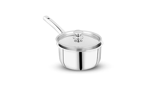 Image of Pigeon Trinity Triply 7 Pc Stainless Steel Cookware Set - Kadai 2.1Ltr with Lid | Fry Pan 1.2Ltr| Saucepan 1.7Ltr with Lid| 2 Ladles | ISI Certified | Induction & Gas Stove Compatibles