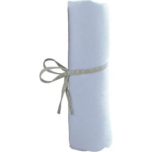 Drap housse 70x140x17cm Bleu certifié OEKO-TEX avec grands bonnets extensibles