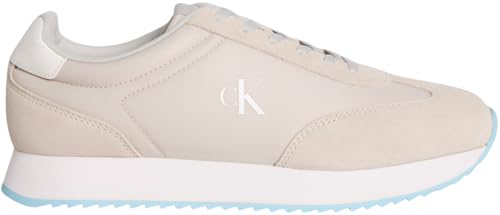 Calvin Klein Retro Runner Lace Up NY-su Ym0ym01325, Parte Superior Baja Hombre, Grey (Oyster Mushroom/B White/Blue Fizz), 42 EU