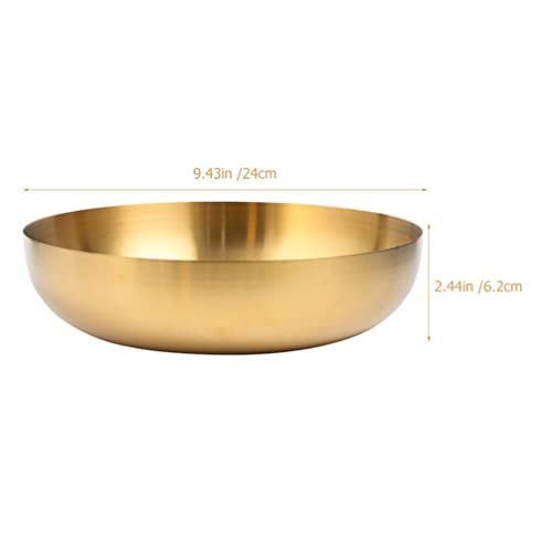 Hemoton Japanese Noodle Bowl 3Pcs Stainless Steel Mixing Bowl 9.4Inch Japanese Ramen Noodle Bowl Gold Metal Soup Bowl Salad Serving Bowl For Fruit Udon Pho Asian Noodles Rice Bowls Japanese #TOP3