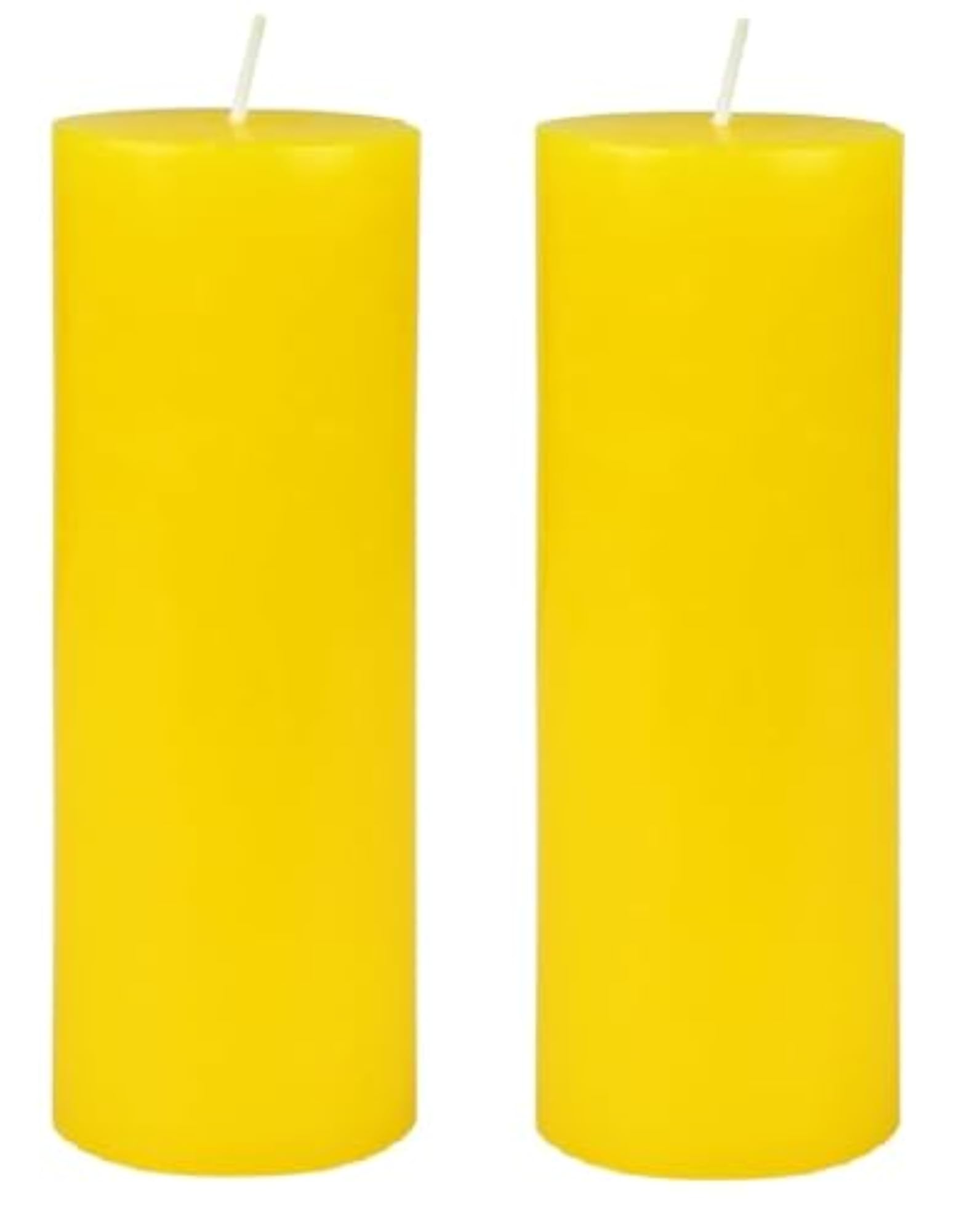 Pack of 2 Premium Yellow Pillar Candles for Decoration