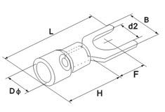 Davitu (1000 pcs/lot) Crimp Spade Wire Connector, 22~16AWG, 4, 19AMP, Red, Fork Terminal.