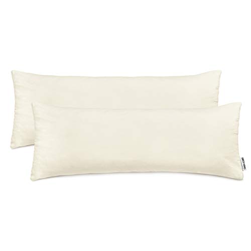 DecoKing 2 Pillowcases 40 x 120 cm Jersey 100% Combed Cotton Zip Cream Amber, 40 x 120 *2