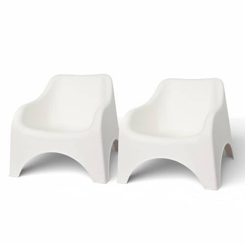 Pincho Nuvola Lot de 2 chaises de jardin en plastique blanc pour terrasse et balcon, accoudoirs confortables, design monobloc facile à nettoyer, 70 x 80 x 70...