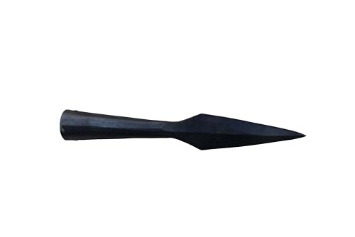 WARRIORS OUTFIT Hand Forged Viking Iron Spearhead -Medieval Jawline Viking Throwing Spearpoint Warrior, Double Side Blade (Black)