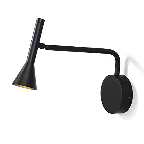 DAWALIGHT Leseleuchte Wand Schwarz mit Dimmbare Touch Schalter LED 6W 450LM 3000K Warmweiß Bettlampe Wandmontage für Bett Buch Schlafzimmer Cover