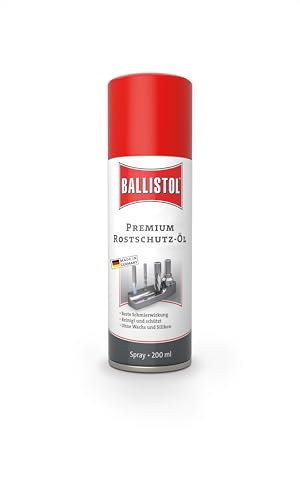 BALLISTOL 25260 Premium Rostschutz-Öl PROTEC 200ml Spray – Schmierwirkung, ohne Wachs, säurefrei – Pflege, Wartung, Farblos