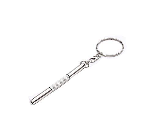 DR. B's Readers Neue 3 in1 Eyeglass Screwdriver Hand Tool Sunglass Watch Repair Kit with Keychain (1), Silver, Pack of 1