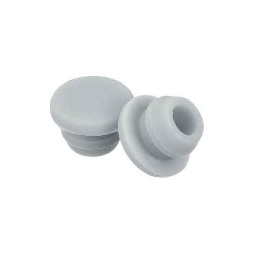 Image of MECCANIXITY 10pcs Silicone Snap in Locking Hole Plugs,6.5mm /0.3 Inch Mounting Diameter Narrow Groove Width 2mm Panel Seal Cover Round for Kitchen Bulkheads Waterproof Sealing Plugs Grey