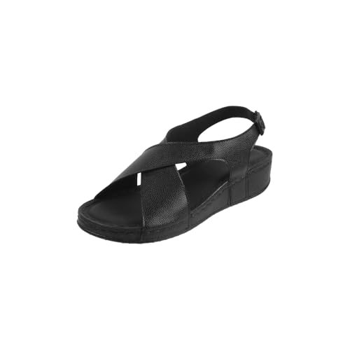 Image of Mochi Women Synthetic Leather Cross-Strap Comfort Sandal