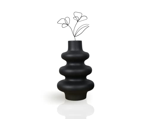 Natupia Home & Living - Vase für Pampasgras Trockenblumen - Vase Schwarz, Vase weiß Spiral als Deko Wohnzimmer, Blumenvase für Boho Deko, Deko Schlafzimmer, Deko Modern Cover
