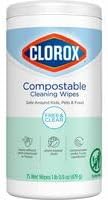 Clorox 32486 Free & Clear Cleaning Wipe, Compostable, 75-Ct. - Quantity 6