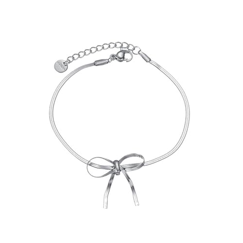 Bowknot Bracelet for Women Gold/Silver Stainless Steel Bow Bracelet Adjustable Ribbon Bow Bracelet Dainty Jewelry Gifts