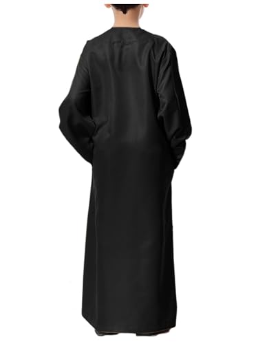 WSPLYSPJY Boys Printed Maxi Prayer Thobe Button Down Muslim Robe Round Neck Arab Kaftans2