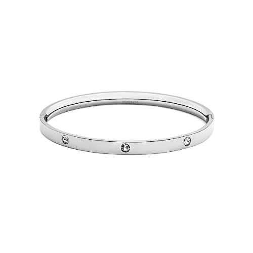 Mvmt Women's Crystal Ellipse Stainless Steel Silver Bangle, Small #TOP15
