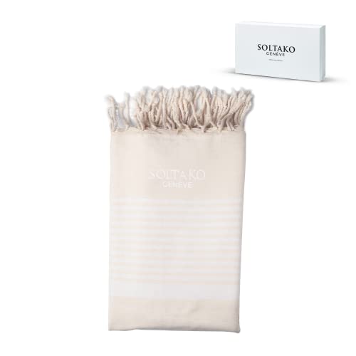 SOLTAKO Jeté de Canapé Tissé à La Main, Couvre-lit Grande Taille 220x240 cm, Jeté de Fauteuil, Grand Plaid Canapé, Housse de Lit 2 Personnes, Plaid à Franges 100% Coton, Fouta XXL