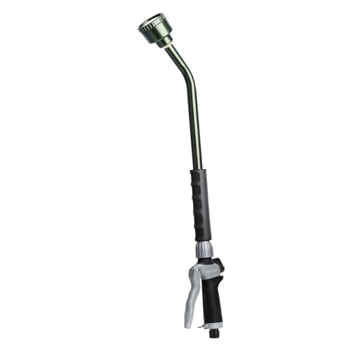 RESTMO Langer Gießstab 62cm Gartenbrause mit voller sanfter Dusche und Durchflusskontrolle strapazierfähiger Metallschlauch für hängende Körbe Sträucher Pflanzen Blumen und Rasen Dunkelgrün