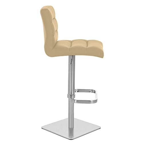 Zuri Furniture Modern Adjustable Height Taupe Lush Bar Stool With Brushed Square Base #TOP4