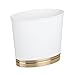 mDesign Modern Plastic Bathroom Storage and Cleaning Accessory Set - Includes Toilet Bowl Brush and Wastebasket Trash Can/Garbage Bin - 2 Pieces - White/Soft Brass