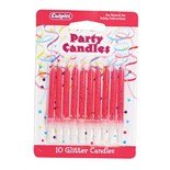 Culpitt Pink Fuchsia Glitter Candles - For Birthday Cakes