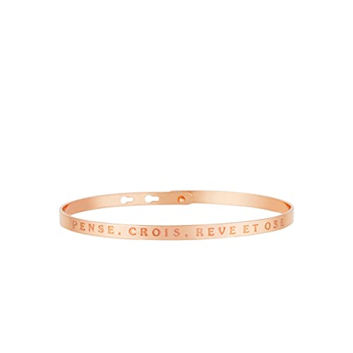Bracelet JONC en Laiton Rosé - Message : Pense, Crois, Reve ET OSE Cover
