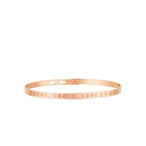 Bracelet JONC en Laiton Rosé - Message : Pense, Crois, Reve ET OSE