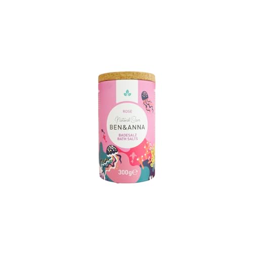 Ben & Anna - Sales de baño premium para baño relajante muscular con sal marina – Aditivo de baño perfecto - Hidratante y limpieza de la piel con efecto calmante (300 g (1 unidad), color rosa)