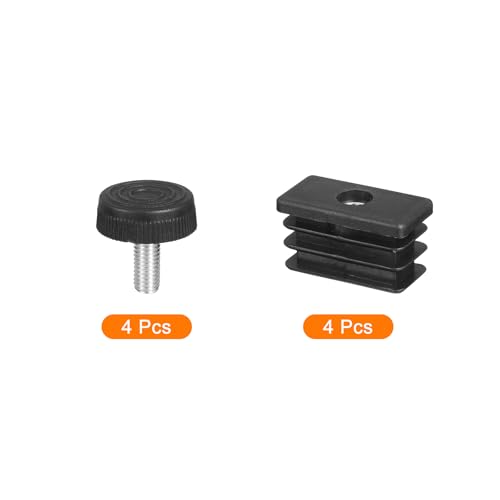 Image of uxcell 4 Set Leveling Feet, 20x40mm Plastic Adjustable Furniture Leg Leveling Rectangle Tube Insert Screw-in Glide Levelers Fit Hole 20mm for Table Chair Furniture, Black