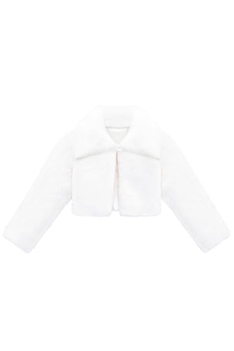 Lilax Girls Faux Fur Bolero Shrug Button Closure Cozy Jacket3