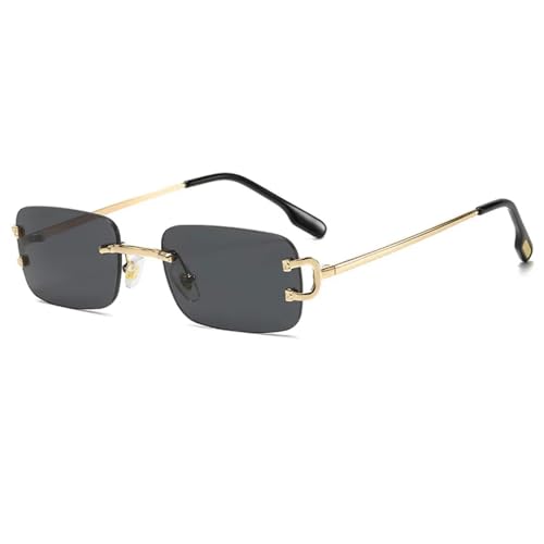 Lunettes de soleil rétro de luxe sans monture pour soirées en plein air chic
