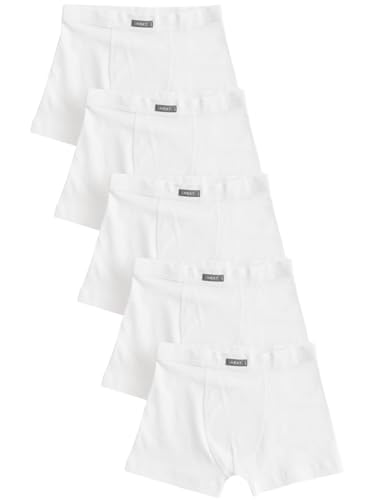 NEXT Jungen Boxershorts mit weichem Taillenbund, 5er-Pack Weiß 146-152
