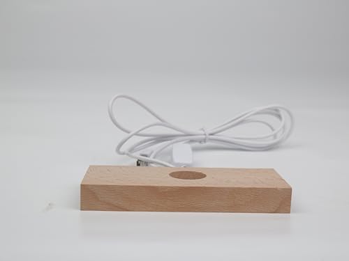 Image of LED Wood Light Display Base for Crystal Glass Art Wooden Lamp Stand Base Warm Light Rectangl Lighted Base for Resin Art Holder (Rectangl-Warm Light)