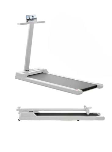 Smart Folding Treadmill with Bluetooth Speaker, Compact Home Fitness Running Machine, White