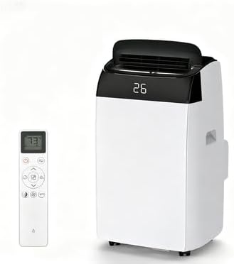 12000 BTU Portable Air Conditioner 3-in-1 Cooling, Fan & Dehumidifier Fast Cooling for Rooms up to 550 Sq.Ft, Remote, Digital Display, Drain-Free, Easy Install White Top Cover, US