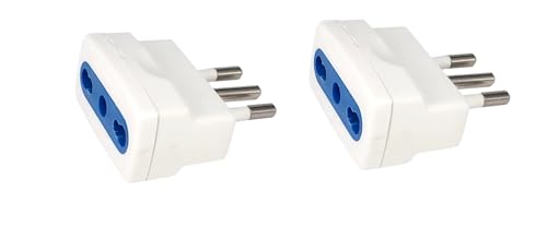 Naturìì Set di 2 Adattatori Elettrici con Spina 10A e Presa Bivalente Bipasso 10/16A, adattatore Riduttore Compatibile con Vecchi Impianti Elettrici, Max 1500W, Colore Bianco