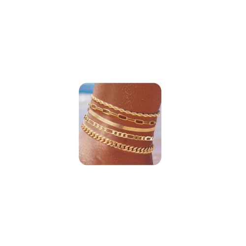 Plus Size Gold Ankle Bracelets for Women Big Ankles, 10