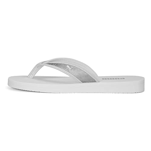 PUMA PUMA Women's Flip-Flop, Matte Silver White Silver, 5.5