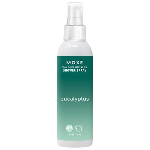 MOXE Eucalyptus Oil Shower Mist, Spa Steam Spray, Certified Natural 100% Essential Oils, Made in USA, Aromatherapy, Sinus Congestion Relief, Tension Relief (4oz) Cover