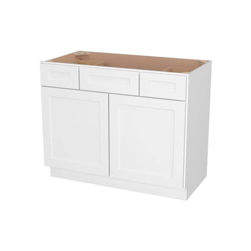 Image of Furinno Shaker 2-Drawer Bath Vanity Cabinet Without Top, Ready to Assemble, 21 D x 42 W x 34.5 H, White