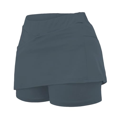 Aniywn Short feminino de tênis com bolsos com controle de barriga para mulheres, cintura alta, espor