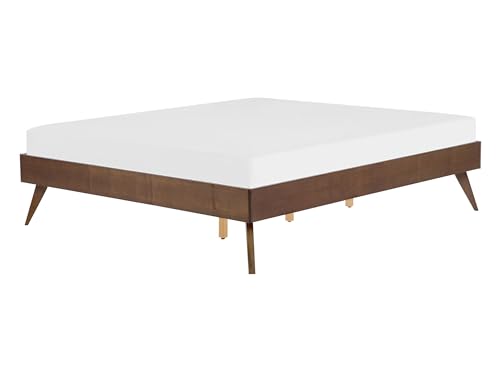 Beliani Bett mit hohen Beinen Lattenrost 140 x 200 cm Holzoptik dunkle Esche Berric