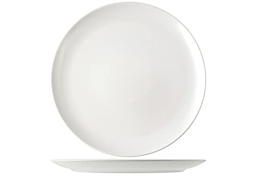 H&H 6629009 Teller, rund, Denver, Steingut, Weiß, 32 cm