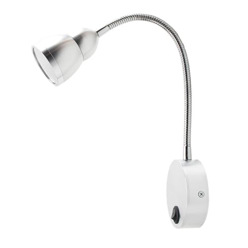 Lámpara de lectura LED para cabecero en color plata con brazo flexible de 3W 5