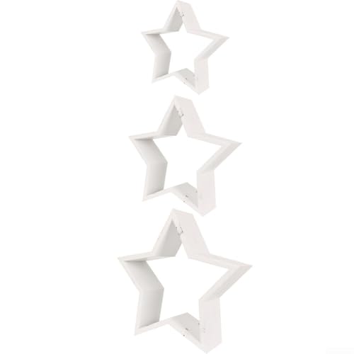 HpLive Holzsterne Dekoration Set Weiß – Festliche...